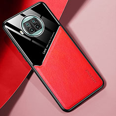 Silikon Hülle Handyhülle Gummi Schutzhülle Flexible Leder Tasche mit Magnetisch für Xiaomi Mi 10T Lite 5G Rot