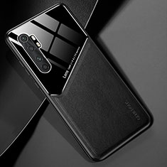 Silikon Hülle Handyhülle Gummi Schutzhülle Flexible Leder Tasche mit Magnetisch für Xiaomi Mi Note 10 Lite Schwarz