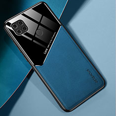 Silikon Hülle Handyhülle Gummi Schutzhülle Flexible Leder Tasche mit Magnetisch für Xiaomi POCO C3 Blau