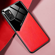 Silikon Hülle Handyhülle Gummi Schutzhülle Flexible Leder Tasche mit Magnetisch für Xiaomi POCO M3 Pro 5G Rot