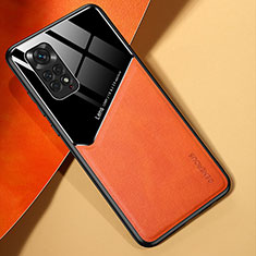 Silikon Hülle Handyhülle Gummi Schutzhülle Flexible Leder Tasche mit Magnetisch für Xiaomi Redmi Note 11 4G (2022) Orange