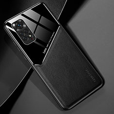 Silikon Hülle Handyhülle Gummi Schutzhülle Flexible Leder Tasche mit Magnetisch für Xiaomi Redmi Note 11 4G (2022) Schwarz