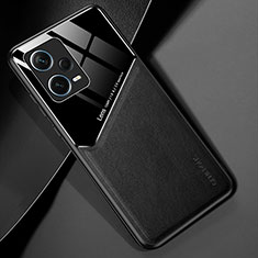 Silikon Hülle Handyhülle Gummi Schutzhülle Flexible Leder Tasche mit Magnetisch für Xiaomi Redmi Note 12 Pro+ Plus 5G Schwarz