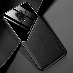 Silikon Hülle Handyhülle Gummi Schutzhülle Flexible Leder Tasche mit Magnetisch für Xiaomi Redmi Note 9 Pro Schwarz