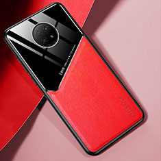 Silikon Hülle Handyhülle Gummi Schutzhülle Flexible Leder Tasche mit Magnetisch für Xiaomi Redmi Note 9T 5G Rot