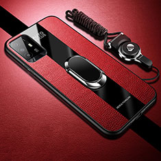 Silikon Hülle Handyhülle Gummi Schutzhülle Flexible Leder Tasche mit Magnetisch S01 für Oppo A94 5G Rot
