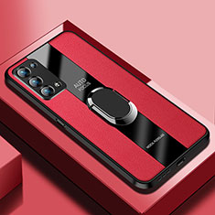 Silikon Hülle Handyhülle Gummi Schutzhülle Flexible Leder Tasche mit Magnetisch S01 für Oppo Reno6 Pro 5G Rot