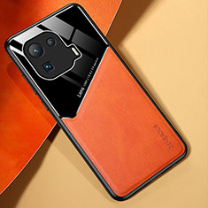 Silikon Hülle Handyhülle Gummi Schutzhülle Flexible Leder Tasche mit Magnetisch S01 für Xiaomi Mi 11 Pro 5G Orange