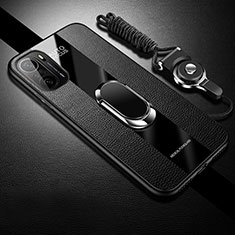 Silikon Hülle Handyhülle Gummi Schutzhülle Flexible Leder Tasche mit Magnetisch S01 für Xiaomi Poco F3 5G Schwarz