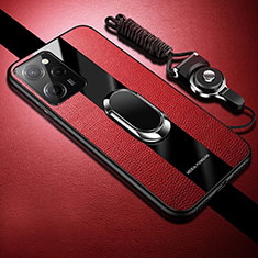 Silikon Hülle Handyhülle Gummi Schutzhülle Flexible Leder Tasche mit Magnetisch S01 für Xiaomi Poco X5 Pro 5G Rot