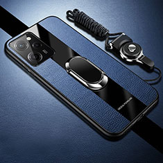 Silikon Hülle Handyhülle Gummi Schutzhülle Flexible Leder Tasche mit Magnetisch S01 für Xiaomi Redmi Note 12 Pro Speed 5G Blau