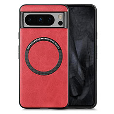 Silikon Hülle Handyhülle Gummi Schutzhülle Flexible Leder Tasche mit Magnetisch S01D für Google Pixel 8 Pro 5G Rot
