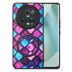 Silikon Hülle Handyhülle Gummi Schutzhülle Flexible Leder Tasche mit Magnetisch S01D für Huawei Honor Magic5 Pro 5G Violett