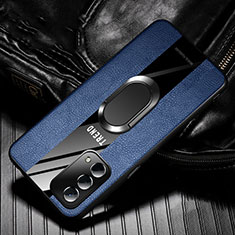 Silikon Hülle Handyhülle Gummi Schutzhülle Flexible Leder Tasche mit Magnetisch S02 für Oppo A54 5G Blau