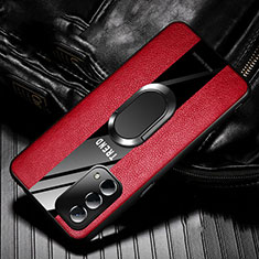 Silikon Hülle Handyhülle Gummi Schutzhülle Flexible Leder Tasche mit Magnetisch S02 für Oppo A54 5G Rot