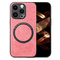 Silikon Hülle Handyhülle Gummi Schutzhülle Flexible Leder Tasche mit Magnetisch S02D für Apple iPhone 13 Pro Rosa