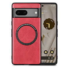 Silikon Hülle Handyhülle Gummi Schutzhülle Flexible Leder Tasche mit Magnetisch S02D für Google Pixel 7a 5G Rot