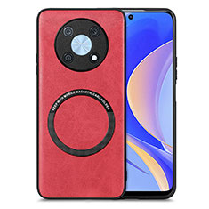 Silikon Hülle Handyhülle Gummi Schutzhülle Flexible Leder Tasche mit Magnetisch S02D für Huawei Nova Y90 Rot