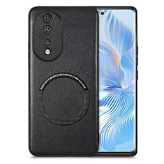 Silikon Hülle Handyhülle Gummi Schutzhülle Flexible Leder Tasche mit Magnetisch S03D für Huawei Honor 80 5G Schwarz