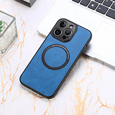 Silikon Hülle Handyhülle Gummi Schutzhülle Flexible Leder Tasche mit Magnetisch S11D für Apple iPhone 13 Pro Blau
