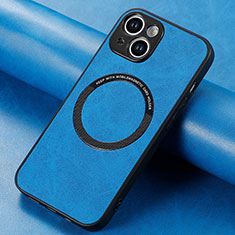 Silikon Hülle Handyhülle Gummi Schutzhülle Flexible Leder Tasche mit Magnetisch S11D für Apple iPhone 14 Plus Blau