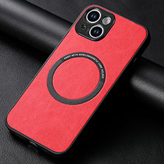 Silikon Hülle Handyhülle Gummi Schutzhülle Flexible Leder Tasche mit Magnetisch S11D für Apple iPhone 14 Plus Rot