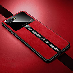 Silikon Hülle Handyhülle Gummi Schutzhülle Flexible Leder Tasche S01 für Oppo A12e Rot