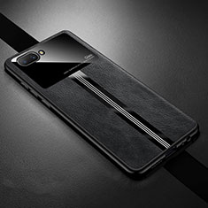 Silikon Hülle Handyhülle Gummi Schutzhülle Flexible Leder Tasche S01 für Oppo A12e Schwarz