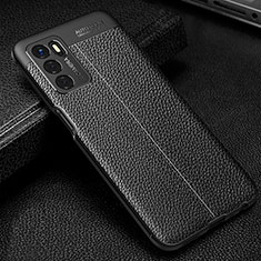 Silikon Hülle Handyhülle Gummi Schutzhülle Flexible Leder Tasche S01 für Oppo A16 Schwarz