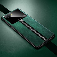 Silikon Hülle Handyhülle Gummi Schutzhülle Flexible Leder Tasche S01 für Oppo A5 Grün