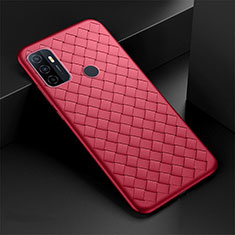 Silikon Hülle Handyhülle Gummi Schutzhülle Flexible Leder Tasche S01 für Oppo A53s Rot