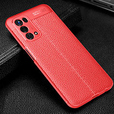 Silikon Hülle Handyhülle Gummi Schutzhülle Flexible Leder Tasche S01 für Oppo A74 5G Rot