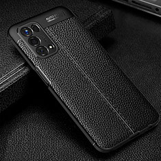 Silikon Hülle Handyhülle Gummi Schutzhülle Flexible Leder Tasche S01 für Oppo A74 5G Schwarz