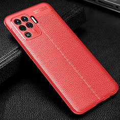 Silikon Hülle Handyhülle Gummi Schutzhülle Flexible Leder Tasche S01 für Oppo Reno5 Lite Rot