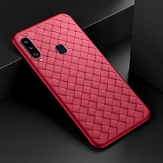Silikon Hülle Handyhülle Gummi Schutzhülle Flexible Leder Tasche S01 für Samsung Galaxy A20s Rot