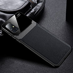 Silikon Hülle Handyhülle Gummi Schutzhülle Flexible Leder Tasche S01 für Samsung Galaxy A51 5G Schwarz