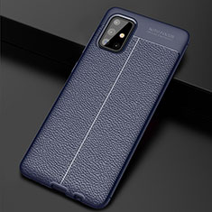 Silikon Hülle Handyhülle Gummi Schutzhülle Flexible Leder Tasche S01 für Samsung Galaxy A71 4G A715 Blau