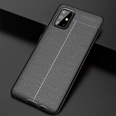 Silikon Hülle Handyhülle Gummi Schutzhülle Flexible Leder Tasche S01 für Samsung Galaxy A71 4G A715 Schwarz