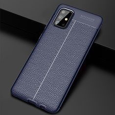 Silikon Hülle Handyhülle Gummi Schutzhülle Flexible Leder Tasche S01 für Samsung Galaxy A71 5G Blau