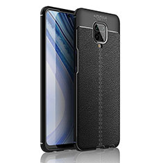 Silikon Hülle Handyhülle Gummi Schutzhülle Flexible Leder Tasche S01 für Xiaomi Redmi Note 9 Pro Max Schwarz