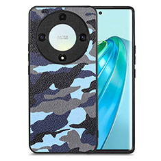 Silikon Hülle Handyhülle Gummi Schutzhülle Flexible Leder Tasche S01D für Huawei Honor X9a 5G Blau