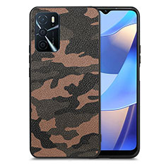 Silikon Hülle Handyhülle Gummi Schutzhülle Flexible Leder Tasche S01D für Oppo A16s Braun