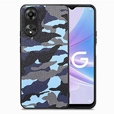 Silikon Hülle Handyhülle Gummi Schutzhülle Flexible Leder Tasche S01D für Oppo A78 5G Blau