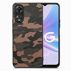 Silikon Hülle Handyhülle Gummi Schutzhülle Flexible Leder Tasche S01D für Oppo A78 5G Braun