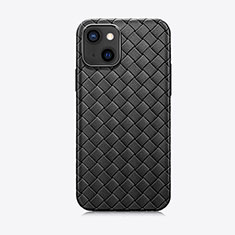 Silikon Hülle Handyhülle Gummi Schutzhülle Flexible Leder Tasche S02 für Apple iPhone 13 Mini Schwarz