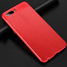 Silikon Hülle Handyhülle Gummi Schutzhülle Flexible Leder Tasche S02 für Oppo A12e Rot
