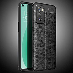 Silikon Hülle Handyhülle Gummi Schutzhülle Flexible Leder Tasche S02 für Oppo A55S 5G Schwarz