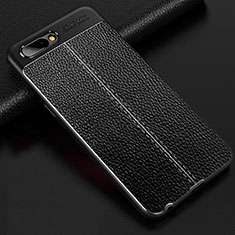 Silikon Hülle Handyhülle Gummi Schutzhülle Flexible Leder Tasche S02 für Oppo AX5 Schwarz