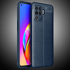 Silikon Hülle Handyhülle Gummi Schutzhülle Flexible Leder Tasche S02 für Oppo F19 Pro Blau