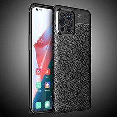 Silikon Hülle Handyhülle Gummi Schutzhülle Flexible Leder Tasche S02 für Oppo Find X3 5G Schwarz